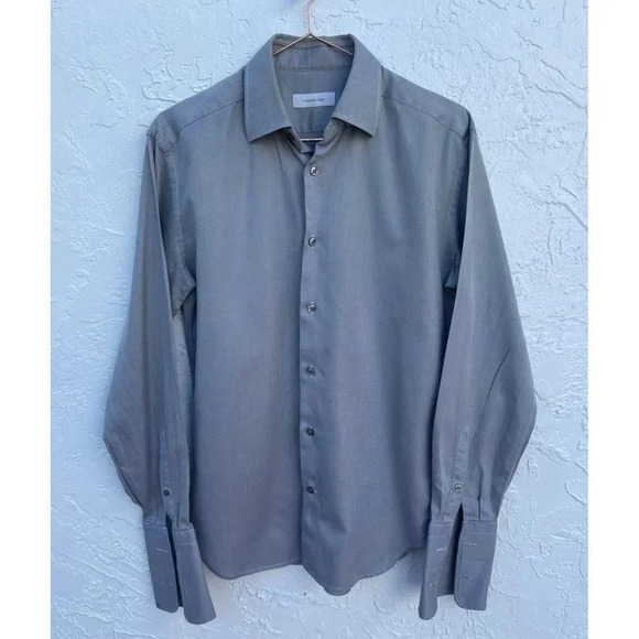 Ermenegildo Zegna Mens Long Sleeve Button Down Dress Shirts Gray Sz 39 15.5 - Picture 1 of 10